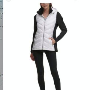 Calvin Klein Performance black/white colorblock hooded zip front jacket size S